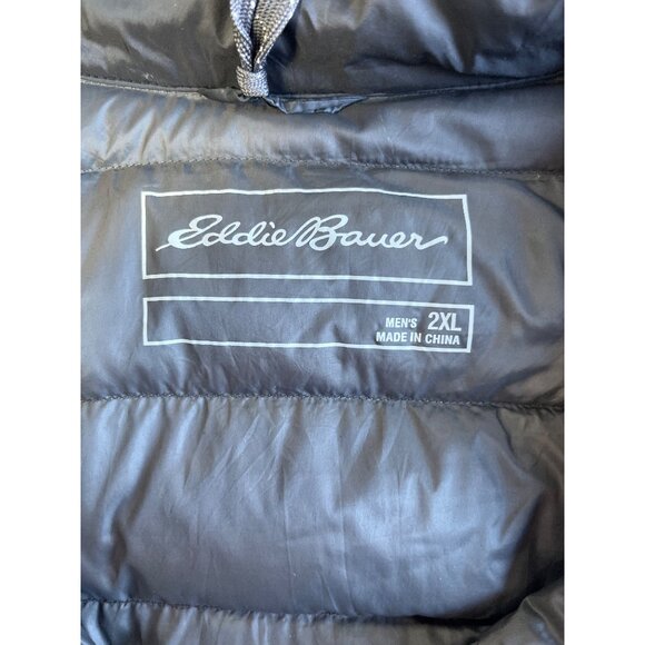 Eddie Bauer Mens Black Down Insulated Puffer Jacket 2XL Lightweight Warm Nylon F - Picture 3 of 7